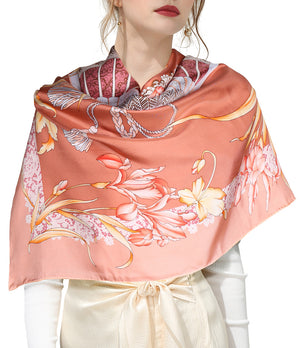 Oscar Rossa 35"x35" Large Square Printed 100% Silk Twill Scarf (D Collection)