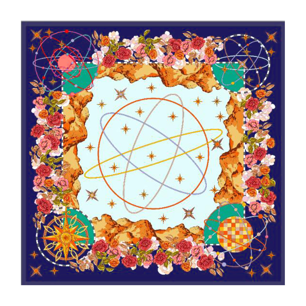 Oscar Rossa 100% Silk Scarf with Hand-Rolled Edges, approximate 34"x34" to 35"x35" Large Square Printed Mulberry Silk Twill Scarf - OSCAR ROSSA