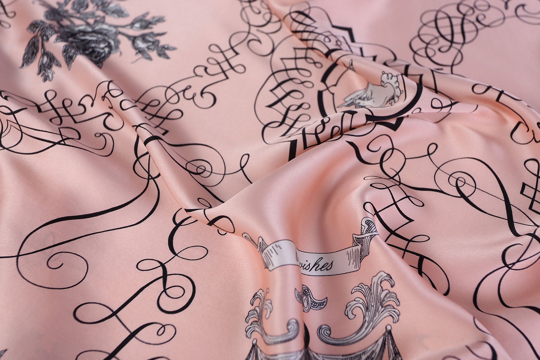 Hand-Rolled Oscar Rossa 100% Silk Scarf, approximate 35"x35" Large Square Printed Silk Charmeuse Scarf - OSCAR ROSSA