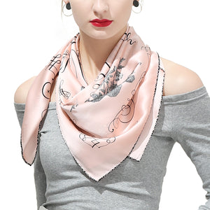 Hand-Rolled Oscar Rossa 100% Silk Scarf, approximate 35"x35" Large Square Printed Silk Charmeuse Scarf - OSCAR ROSSA