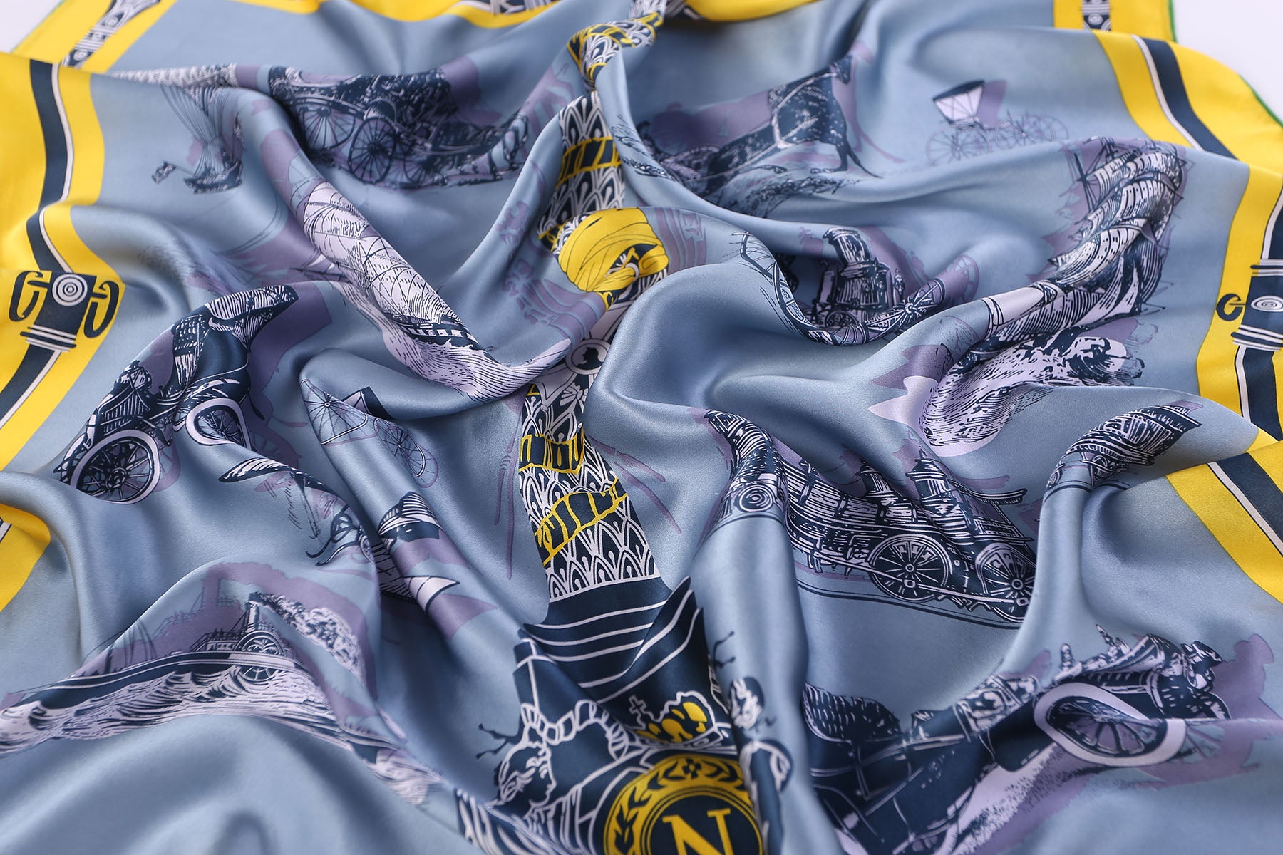 Hand-Rolled Oscar Rossa 100% Silk Scarf, approximate 35"x35" Large Square Printed Silk Charmeuse Scarf - OSCAR ROSSA