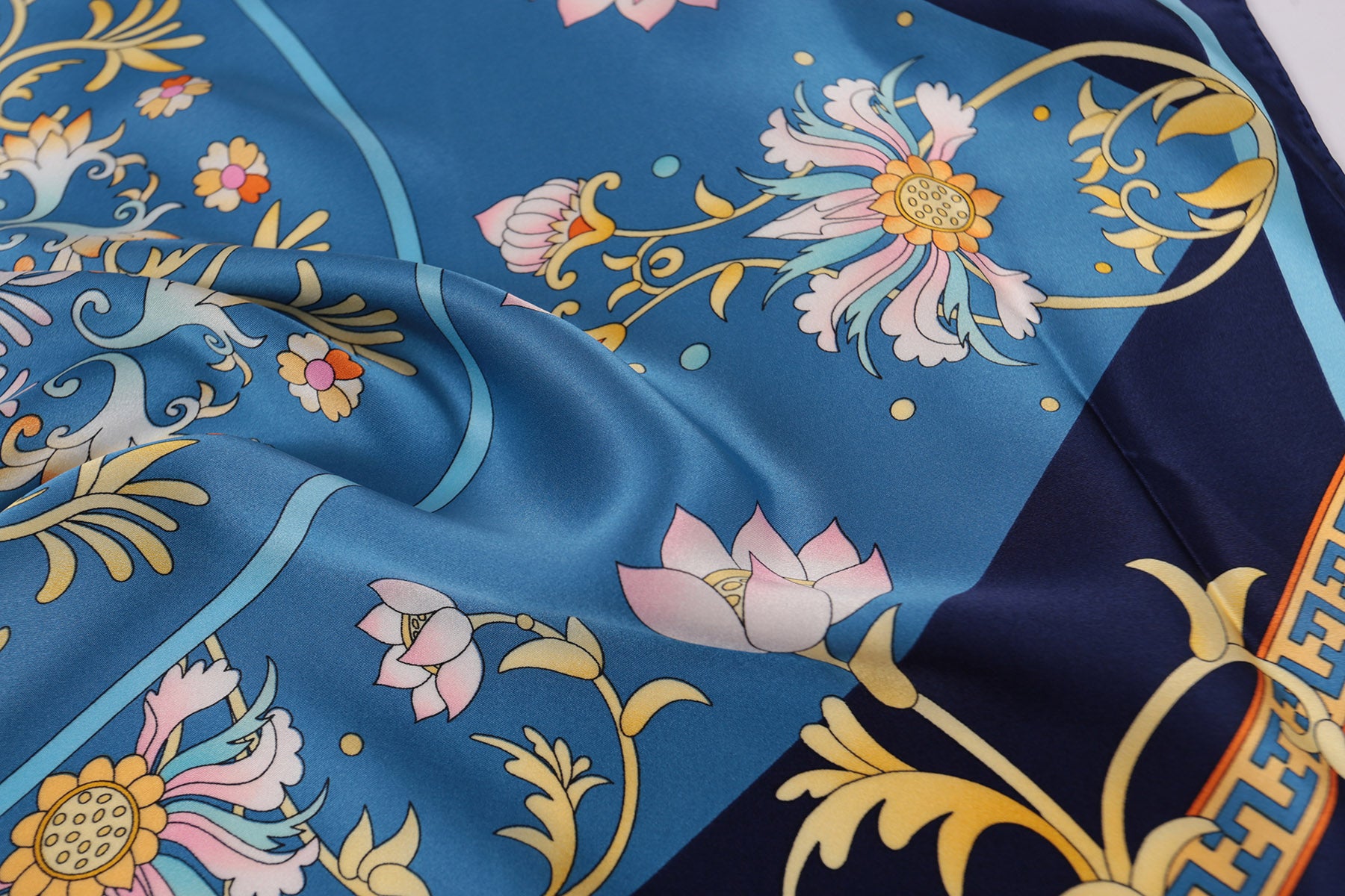 Hand-Rolled Oscar Rossa 100% Silk Scarf, approximate 35"x35" Large Square Printed Silk Charmeuse Scarf - OSCAR ROSSA