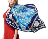 Hand-Rolled Oscar Rossa 100% Silk Scarf, approximate 35"x35" Large Square Printed Silk Charmeuse Scarf - OSCAR ROSSA