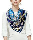 Hand-Rolled Oscar Rossa 100% Silk Scarf, approximate 35"x35" Large Square Printed Silk Charmeuse Scarf - OSCAR ROSSA