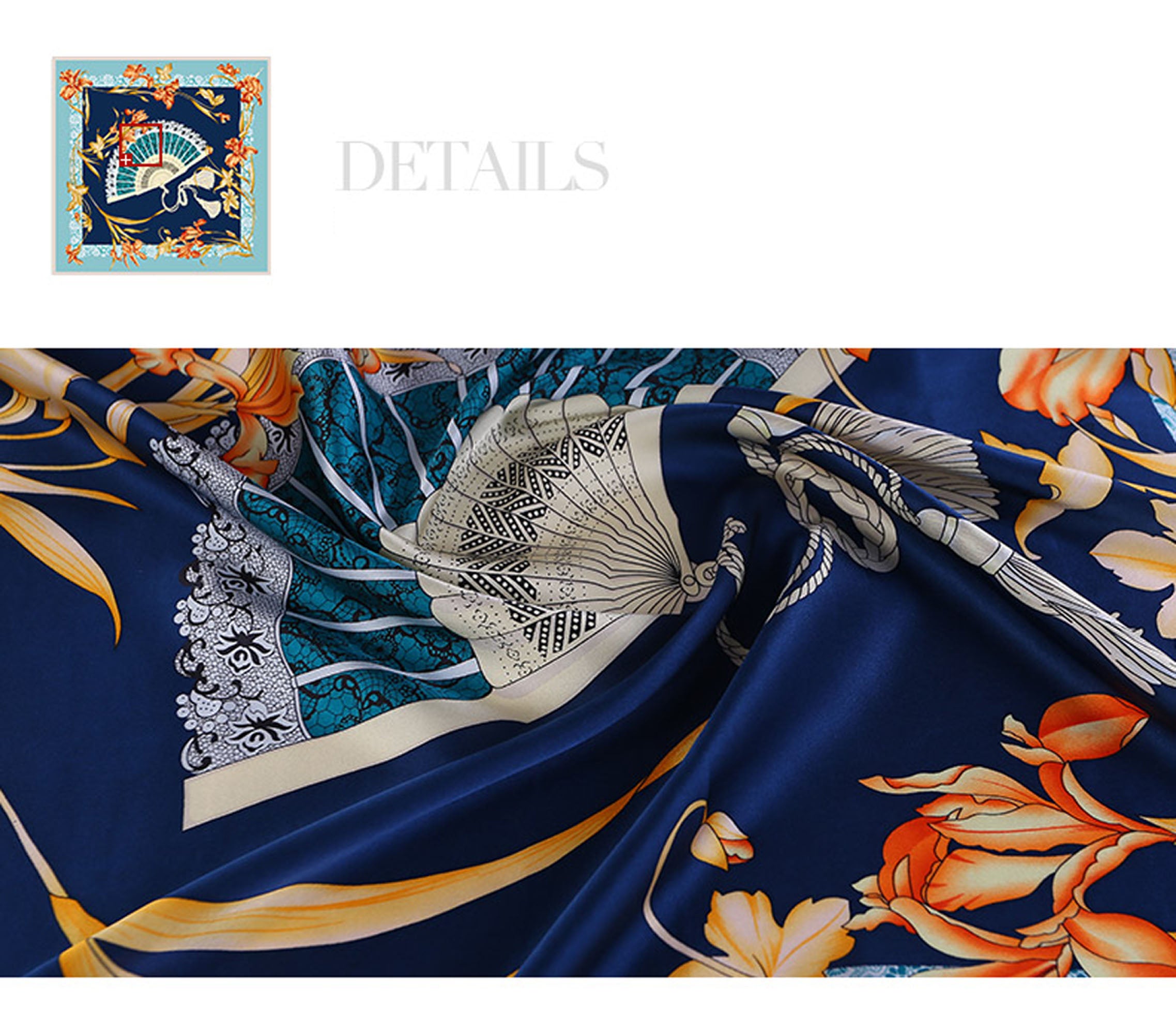Hand-Rolled Oscar Rossa 100% Silk Scarf, approximate 35"x35" Large Square Printed Silk Charmeuse Scarf - OSCAR ROSSA