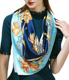 Hand-Rolled Oscar Rossa 100% Silk Scarf, approximate 35"x35" Large Square Printed Silk Charmeuse Scarf - OSCAR ROSSA