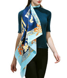 Hand-Rolled Oscar Rossa 100% Silk Scarf, approximate 35"x35" Large Square Printed Silk Charmeuse Scarf - OSCAR ROSSA