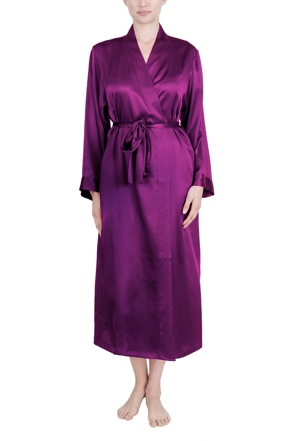 Women's Silk Sleepwear 100% Silk Long Robe - OSCAR ROSSA