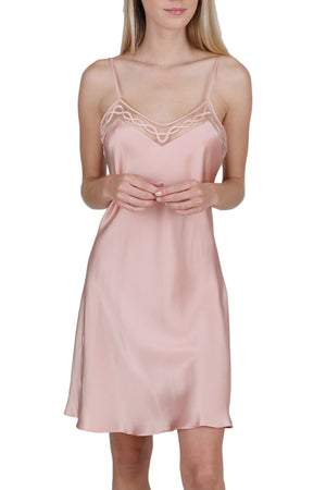 Women's Handmade V Neck Lace 100% Silk Slip - OSCAR ROSSA