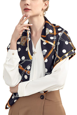 Oscar Rossa 100% Silk Scarf with Hand-Rolled Edges, approximate 34"x34" to 35"x35" Large Square Printed Mulberry Silk Twill Scarf - OSCAR ROSSA