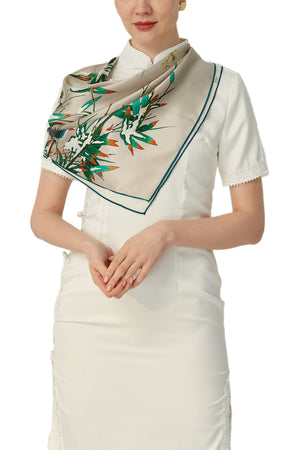 Oscar Rossa 100% Mulberry Silk Scarf with Hand-Rolled Edges, approximate 34"x34" to 35"x35" Large Square Printed Silk Charmeuse Scarf - OSCAR ROSSA