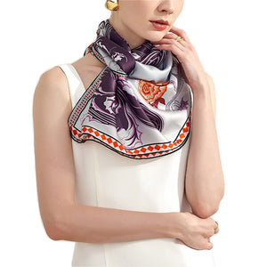 Hand-Rolled Oscar Rossa 100% Silk Scarf, approximate 35"x35" Large Square Printed Silk Charmeuse Scarf - OSCAR ROSSA