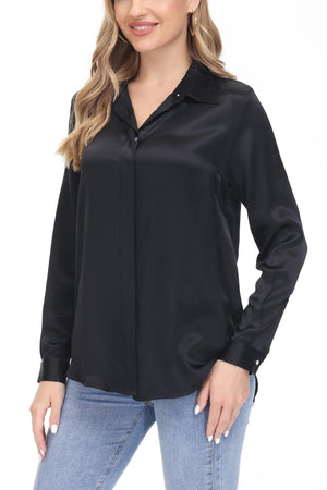 Women's Silk Blouse 100% Silk Long Sleeves Shirt - OSCAR ROSSA