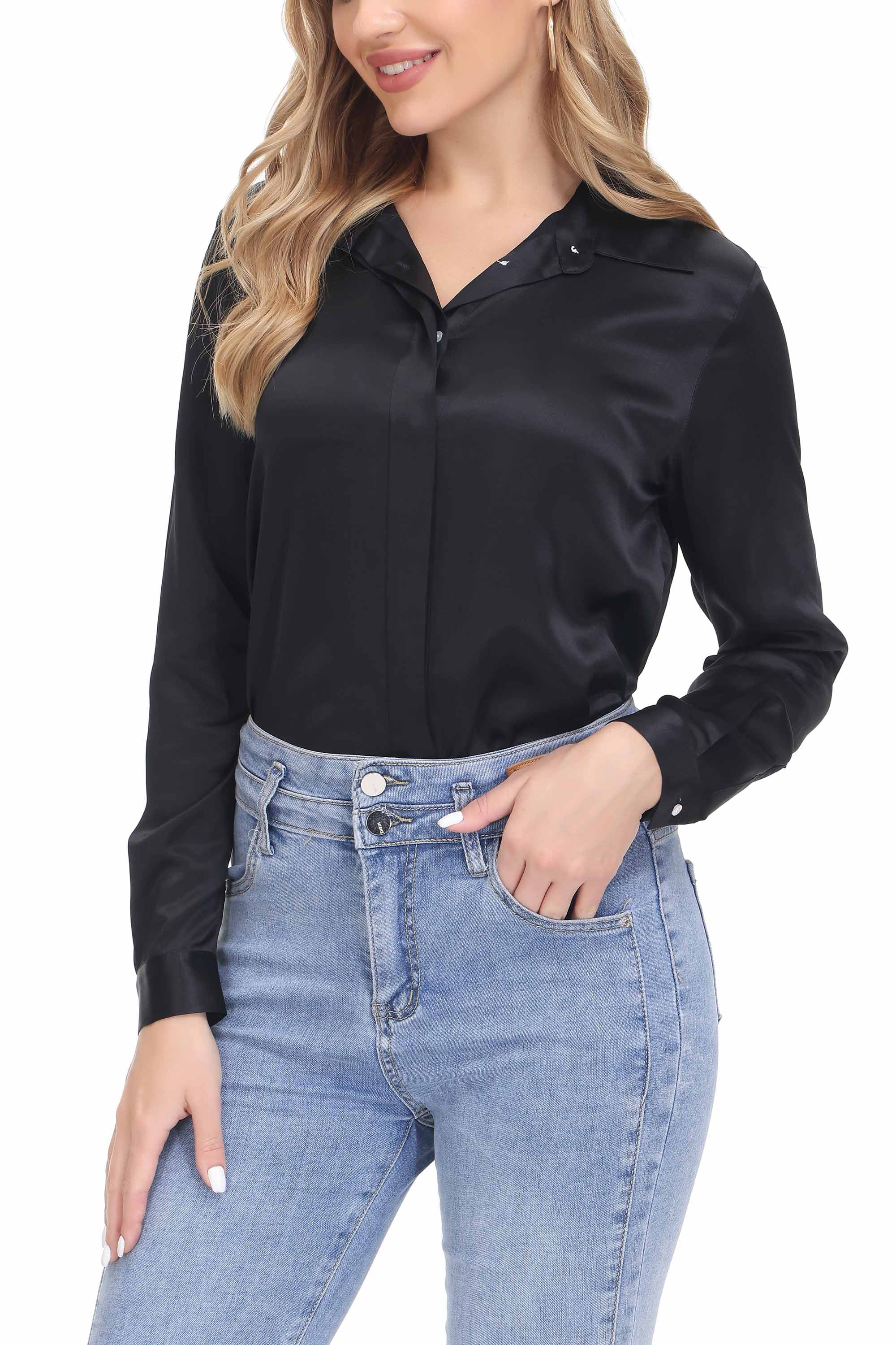 Women's Silk Blouse 100% Silk Long Sleeves Shirt - OSCAR ROSSA