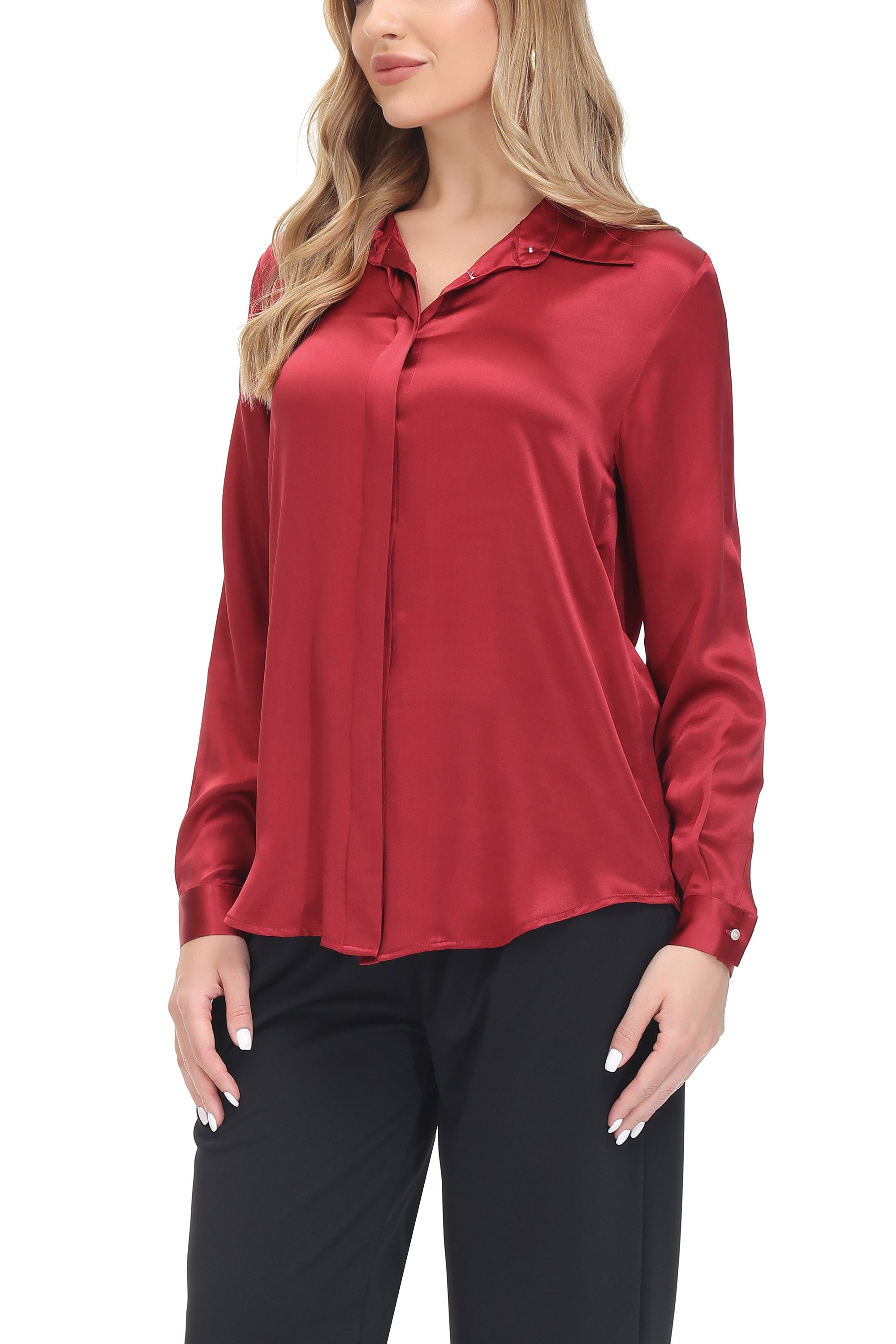 Women's Silk Blouse 100% Silk Long Sleeves Shirt - OSCAR ROSSA