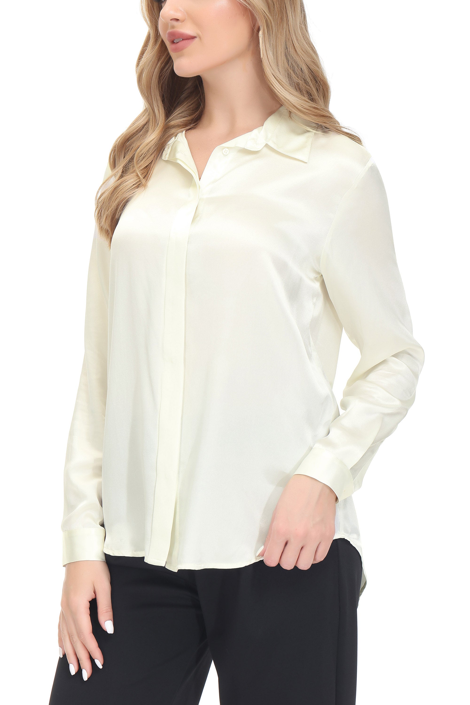 Women's Silk Blouse 100% Silk Long Sleeves Shirt - OSCAR ROSSA