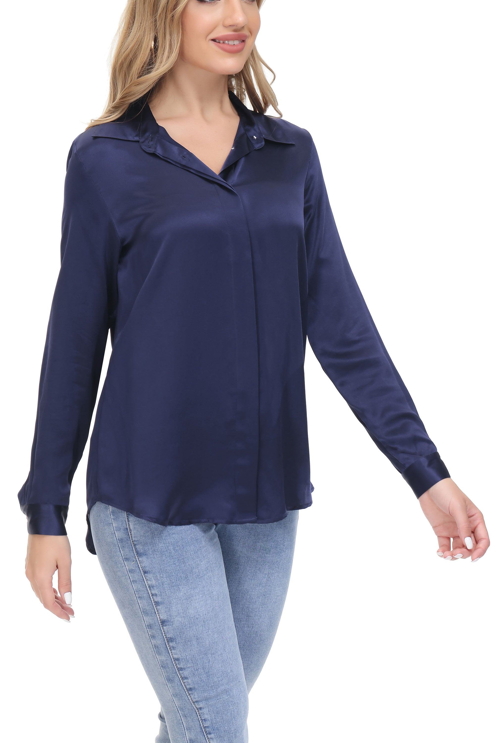 Women's Silk Blouse 100% Silk Long Sleeves Shirt - OSCAR ROSSA
