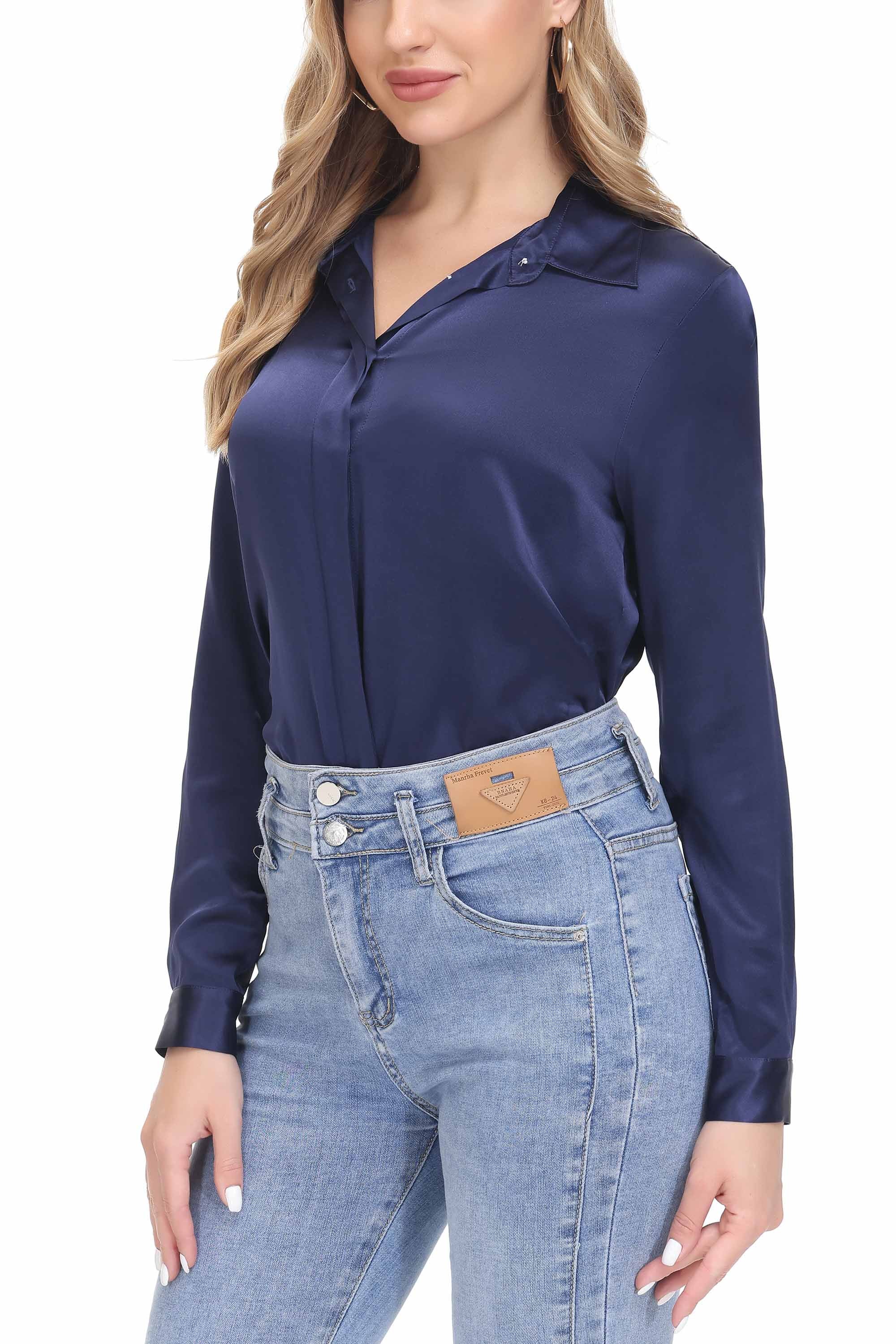 Women's Silk Blouse 100% Silk Long Sleeves Shirt - OSCAR ROSSA