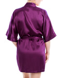 Women's Silk Sleepwear 100% Silk Short Robe, Sold Ruby Wine, L