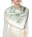 Oscar Rossa 100% Silk Scarf with Hand-Rolled Edges, approximate 34"x34" to 35"x35" Large Square Printed Mulberry Silk Twill Scarf - OSCAR ROSSA
