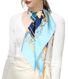 Oscar Rossa 100% Silk Scarf with Hand-Rolled Edges, approximate 34"x34" to 35"x35" Large Square Printed Mulberry Silk Twill Scarf - OSCAR ROSSA