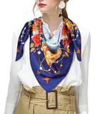 Oscar Rossa 100% Silk Scarf with Hand-Rolled Edges, approximate 34"x34" to 35"x35" Large Square Printed Mulberry Silk Twill Scarf - OSCAR ROSSA