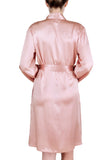 Women's Silk Sleepwear 100% Silk Robe, Bridal Rose, L/XL