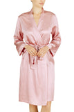 Women's Silk Sleepwear 100% Silk Robe, Bridal Rose, L/XL