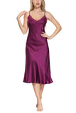 Oscar Rossa Women's Long Silk Nightgown 100% Silk Full Slip Chemise with Charming Lace
