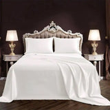 OSCAR ROSSA 19mm 100% Mulberry Silk Charmeuse 2 Pillowcases + 1 Duvet Cover + 1 Bed Sheet Set, Ivory