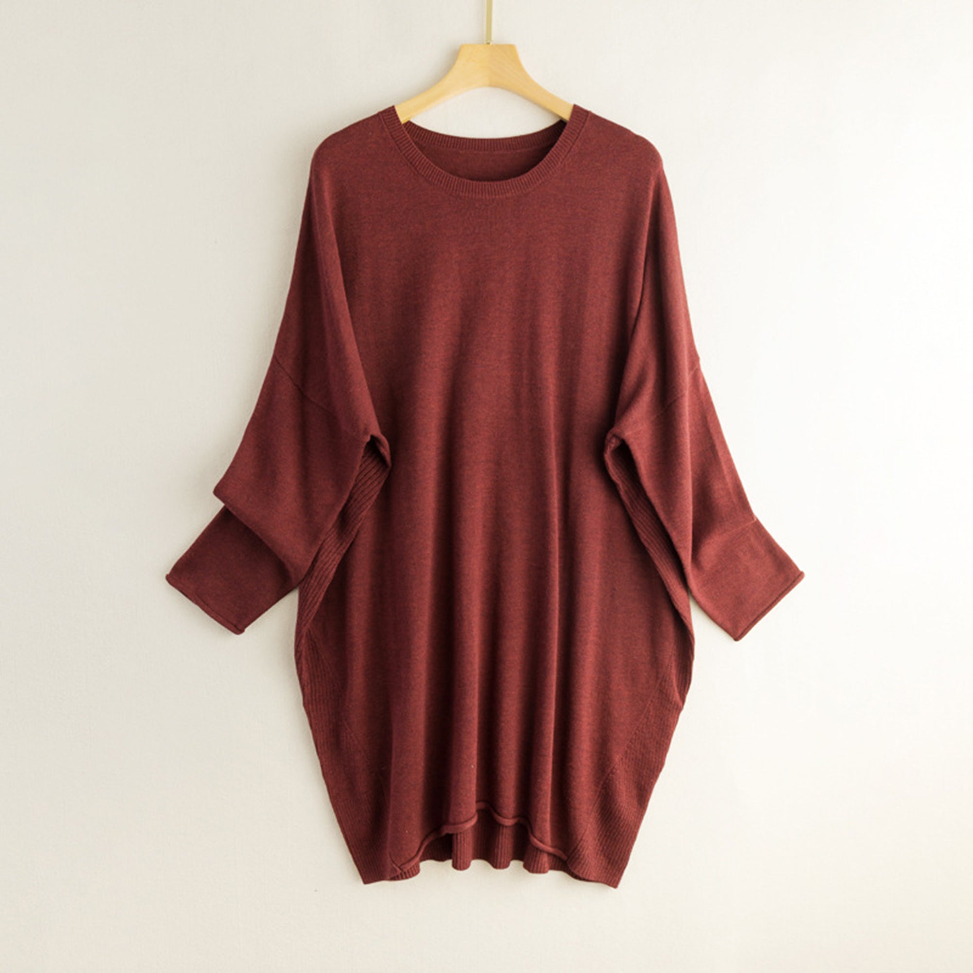 OSCAR ROSSA Mulberry Silk Cashmere Round Neck Batwing Long Sleeves Loose Sweaters