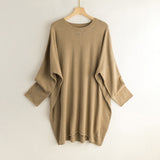 OSCAR ROSSA Mulberry Silk Cashmere Round Neck Batwing Long Sleeves Loose Sweaters