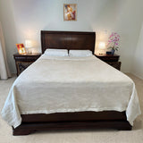 OSCAR ROSSA Mulberry Silk Bed Blanket with Silk Charmeuse Border - OSCAR ROSSA