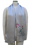 Oscar Rossa Exquisite Hand Embroidery Double Layer 100% Silk Charmeuse Scarf