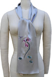 Oscar Rossa Exquisite Hand Embroidery Double Layer 100% Silk Charmeuse Scarf