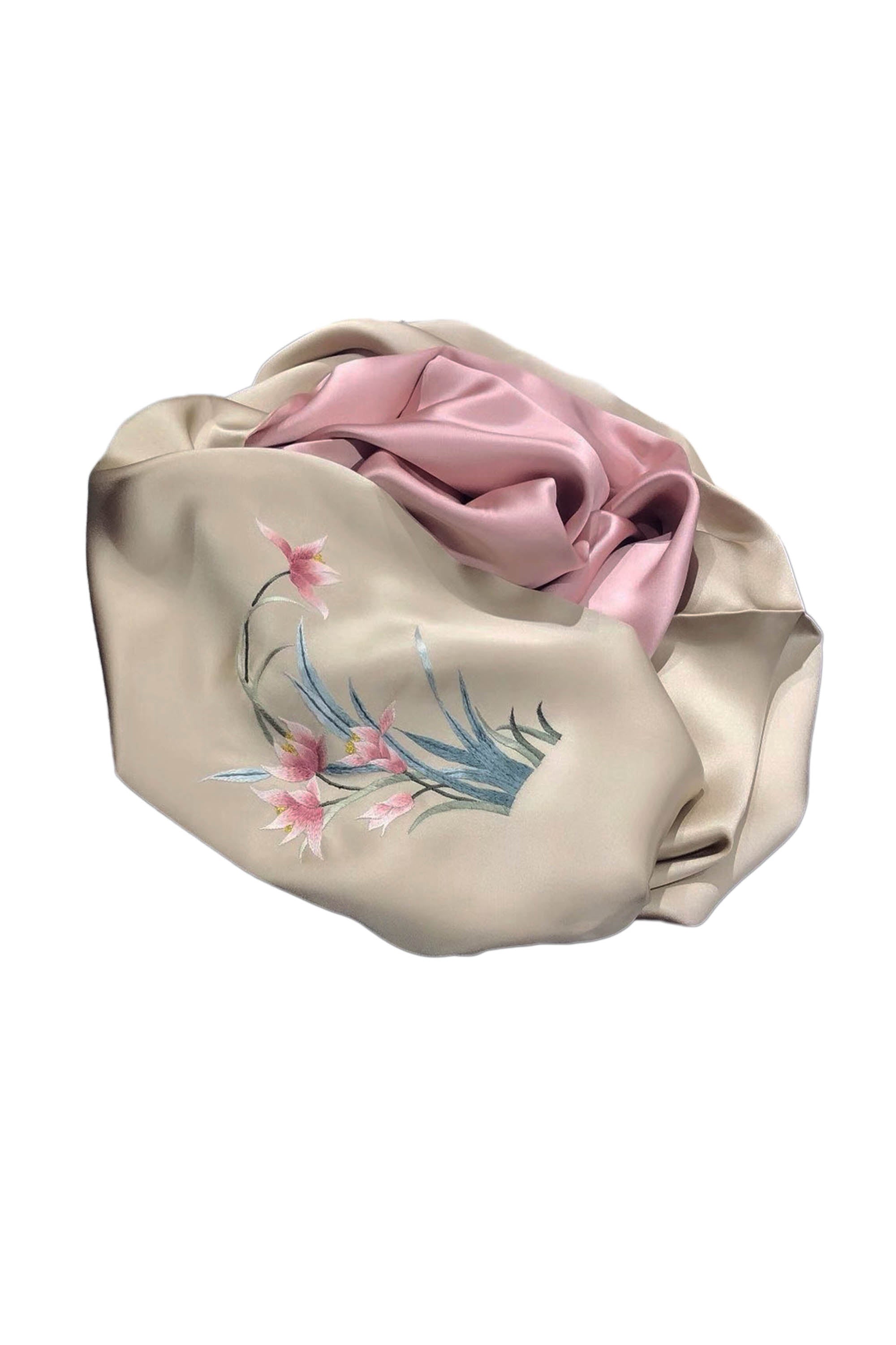 Luxurious Extra Heavy Charmeuse Silk Scarf with Hand Embroidery