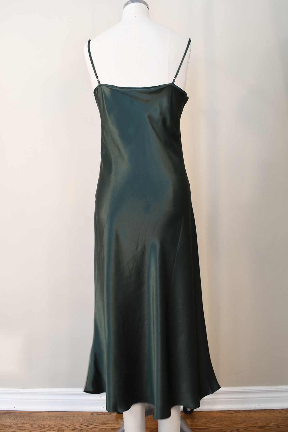 Women's Silk Sleepwear 100% Silk Full Slip Chemise with Lace GL81, Hunter Green, M