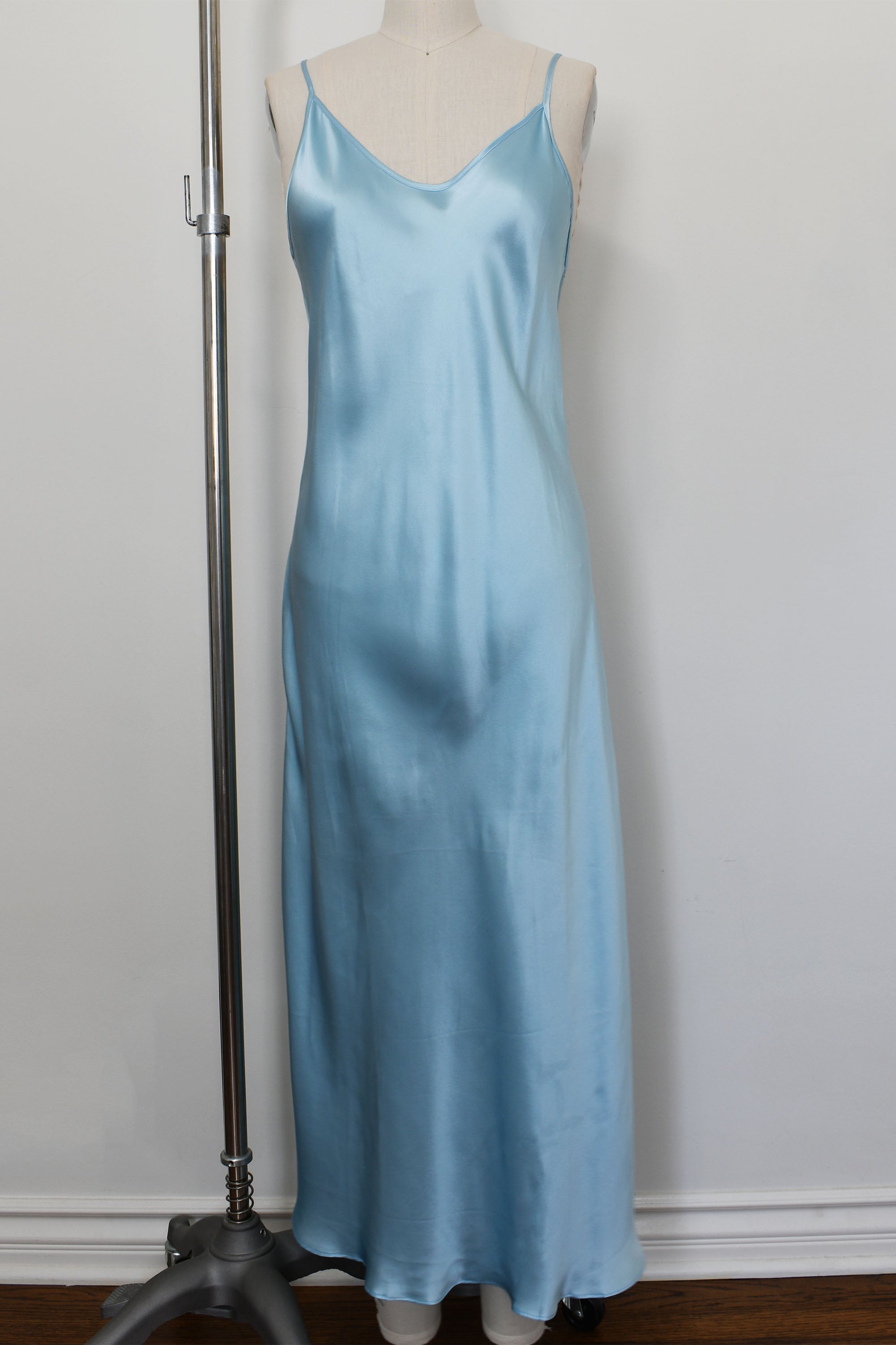 Women's Silk Sleepwear 100% Silk Full Slip, RS016S, Ocean Blue, M