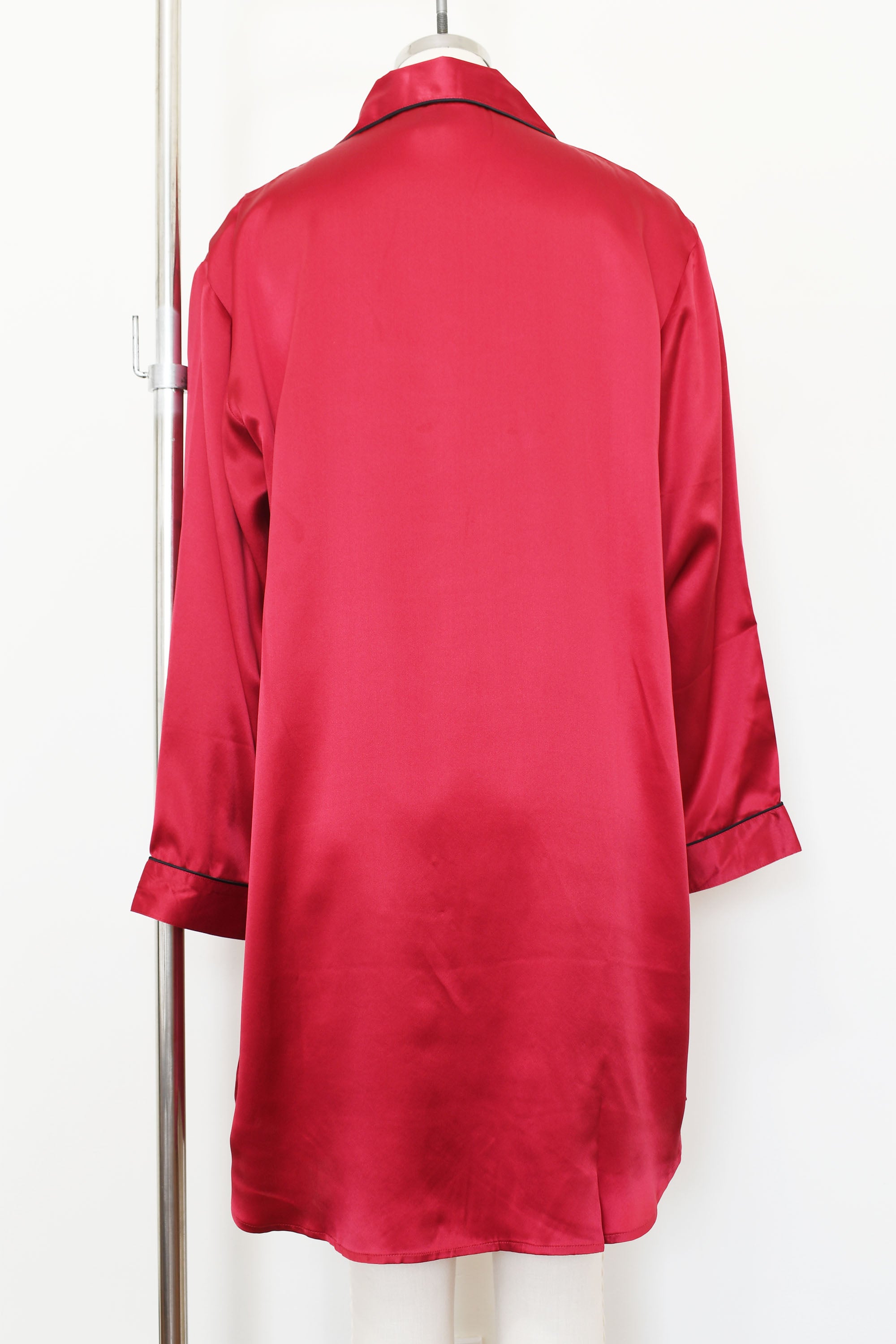 Women's Silk Sleepwear 100% Silk Sleepshirt, LH001, Burgundy, M