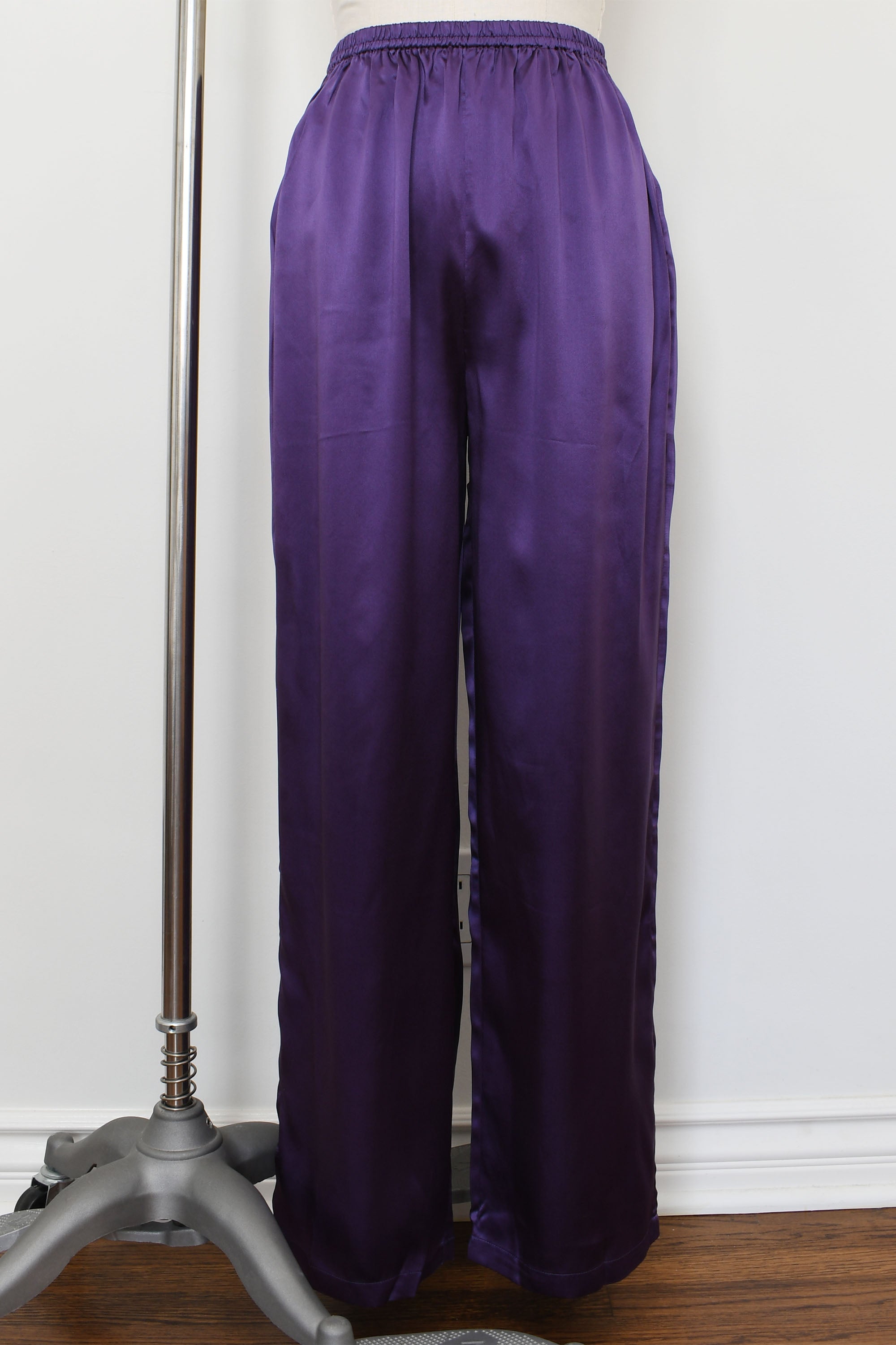 100% Silk Sleepwear Women's Silk Pajamas Set, LH002, Purple, M