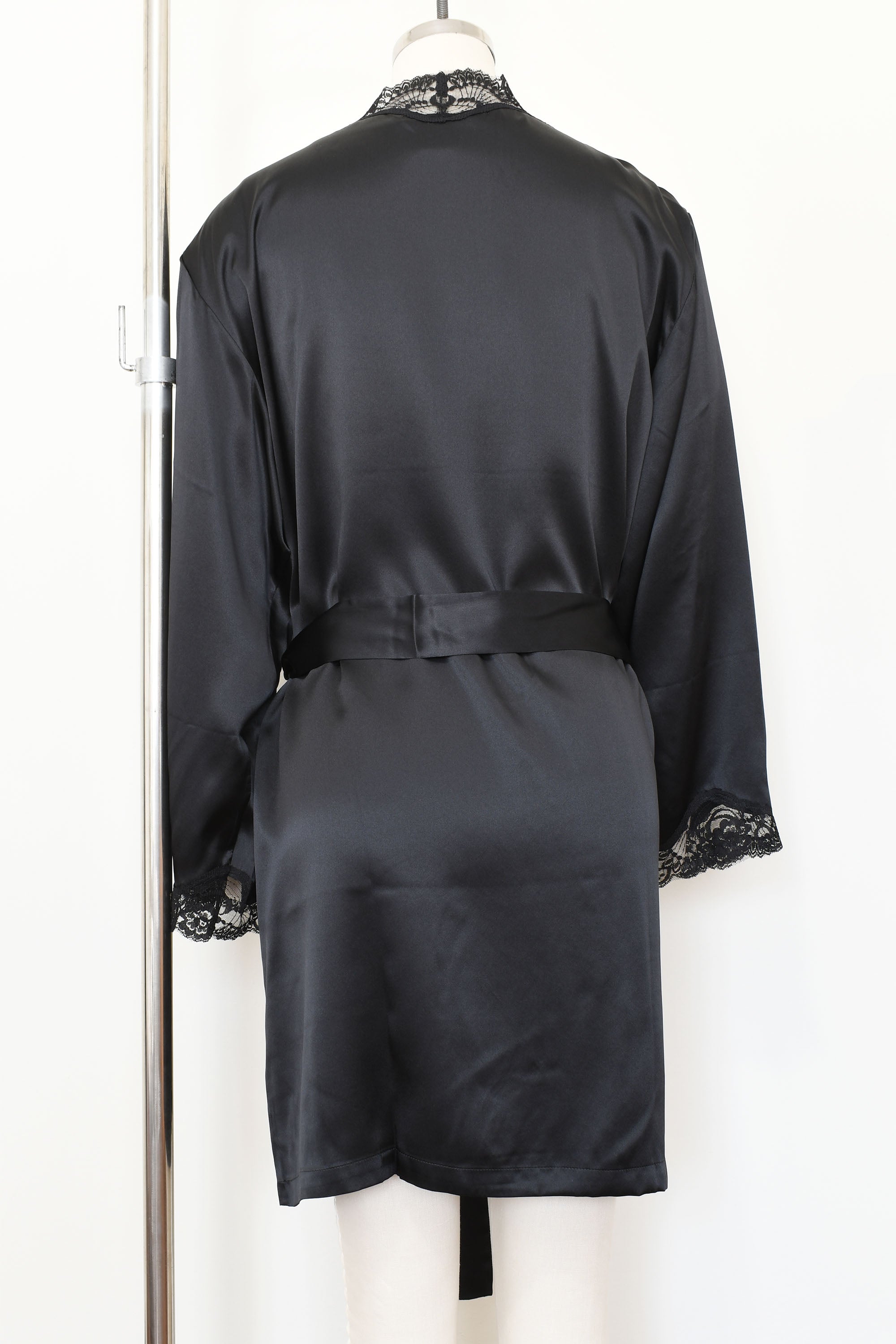 Women's Silk Sleepwear 100% Silk Robe with lace, LH006, M