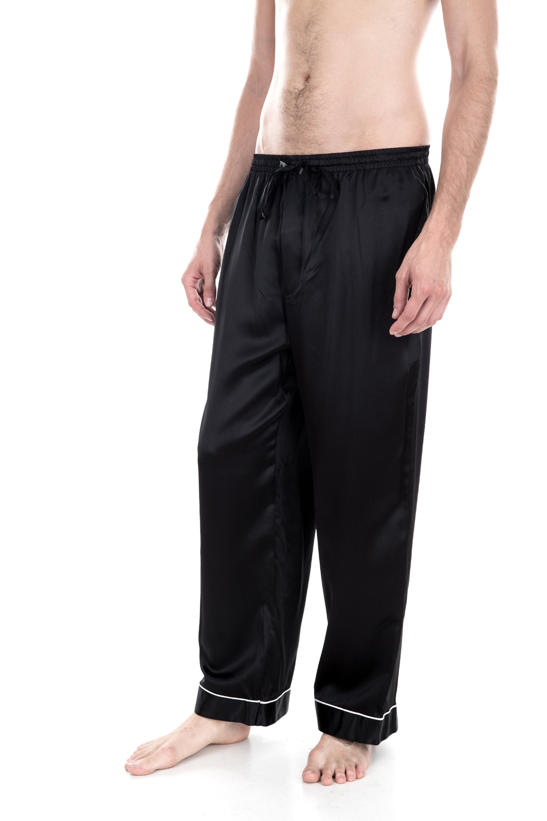 Black - Men's Silk Pajama Pants - XL(37-38)