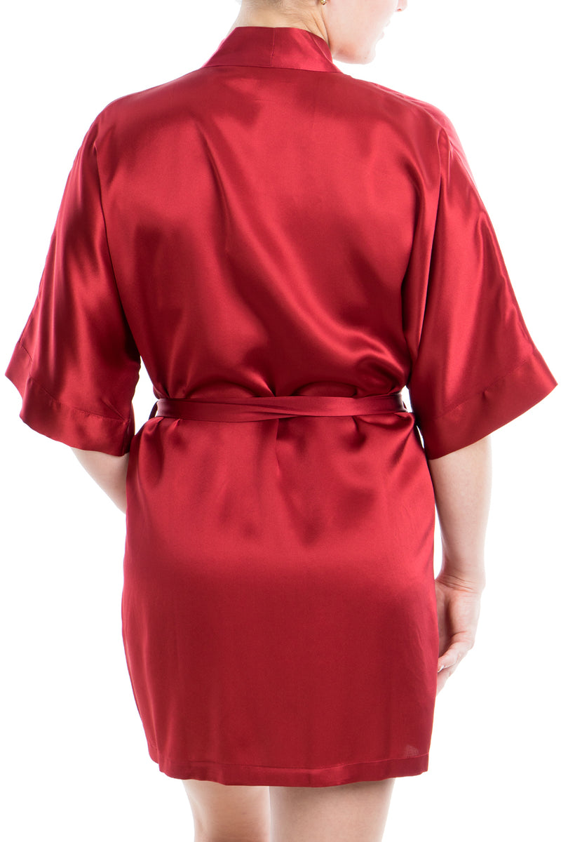 Women's Silk Sleepwear 100% Silk Short Robe -OSCAR ROSSA