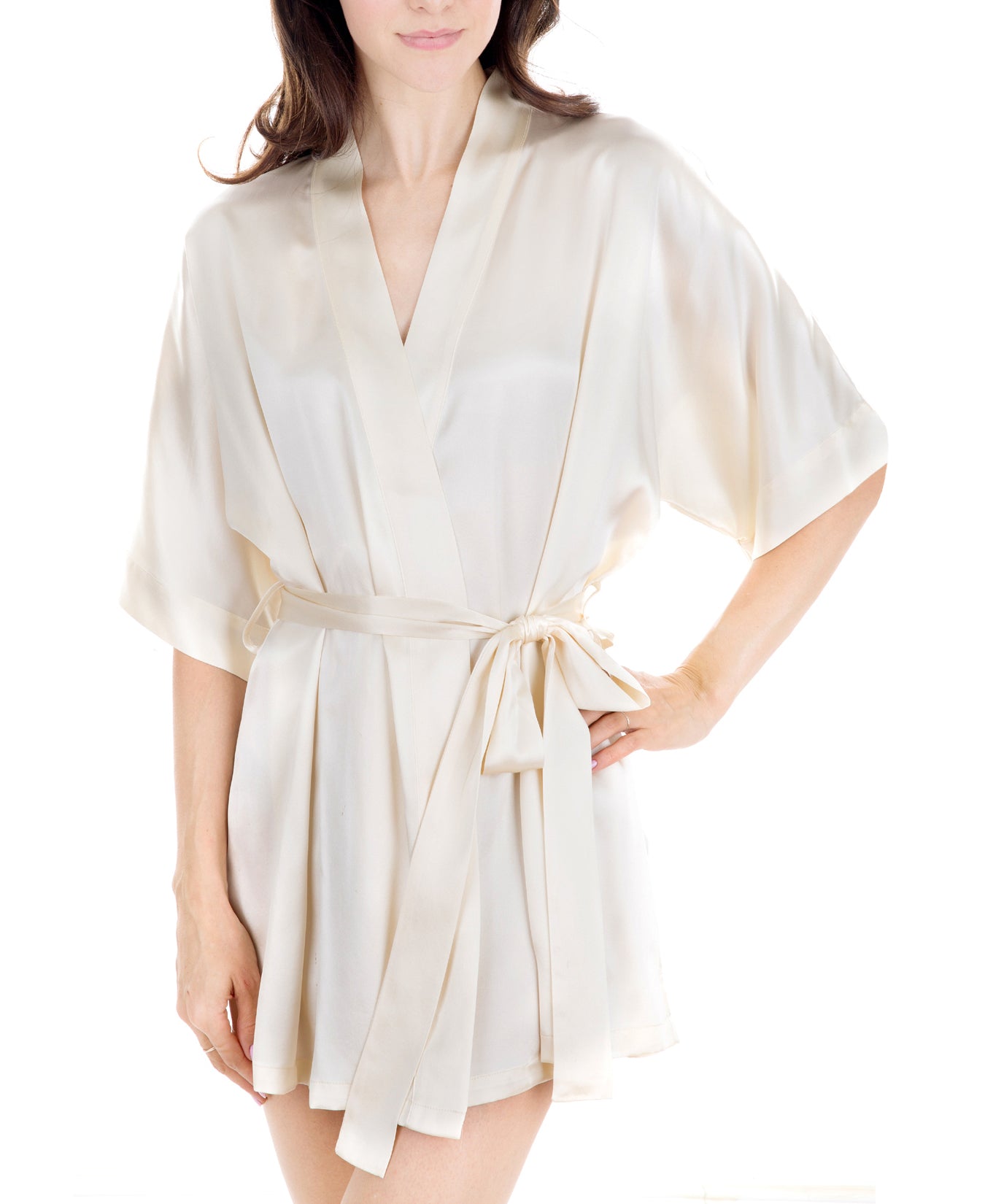 Women's Silk Sleepwear 100% Silk Short Robe -OSCAR ROSSA