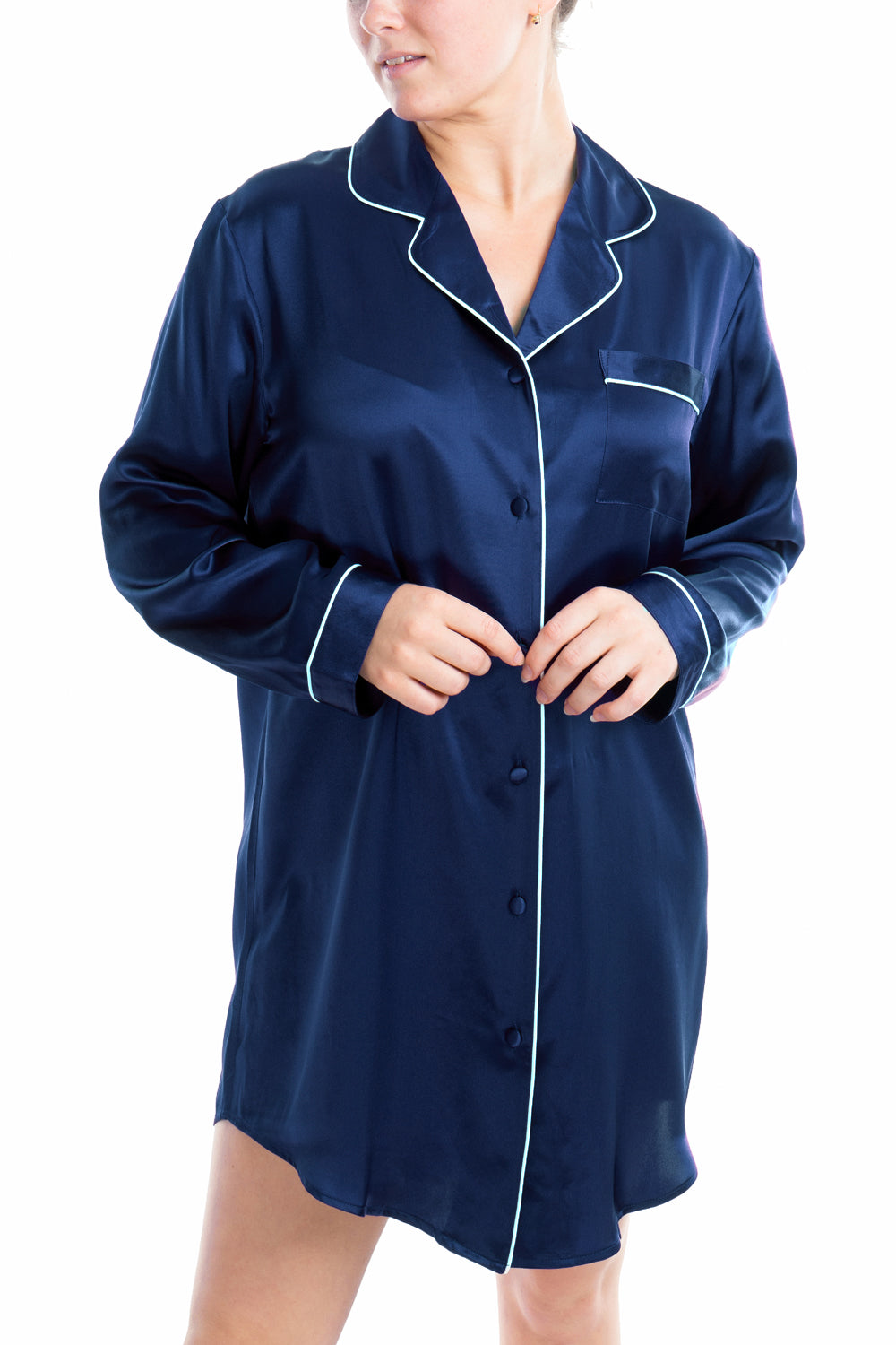 Women's Silk Sleepwear 100% Silk Sleepshirt -OSCAR ROSSA