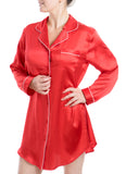 Women's Silk Sleepwear 100% Silk Sleepshirt - OSCAR ROSSA