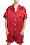 Men's 100% Silk Short Pajamas Set, Burgundy, S