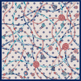 Oscar Rossa 100% Silk Scarf with Hand-Rolled Edges, approximate 34"x34" to 35"x35" Large Square Printed Mulberry Silk Twill Scarf - OSCAR ROSSA