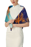 Oscar Rossa 100% Mulberry Silk Scarf with Hand-Rolled Edges, approximate 34"x34" to 35"x35" Large Square Printed Silk Charmeuse Scarf - OSCAR ROSSA