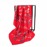 35"x35" Large Square Printed Silk Charmeuse Scarf